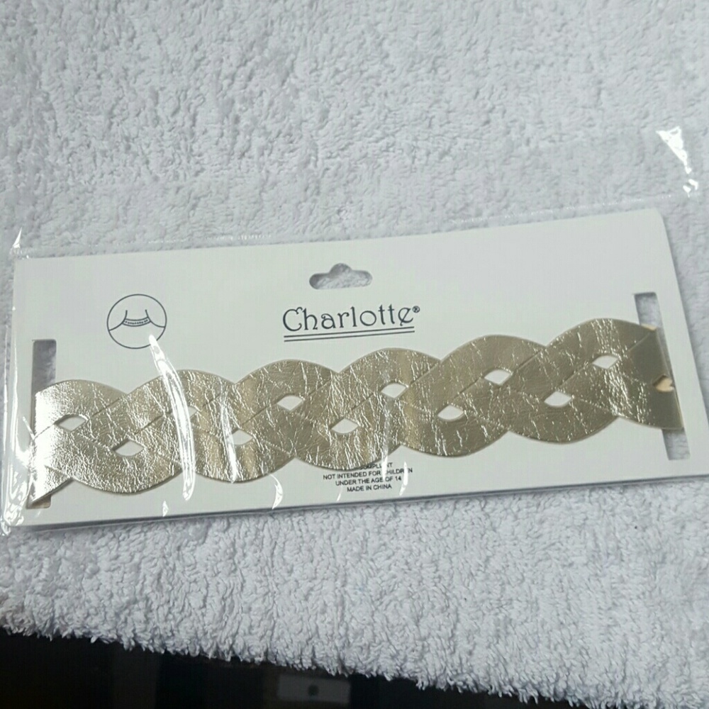 Gold leather choker