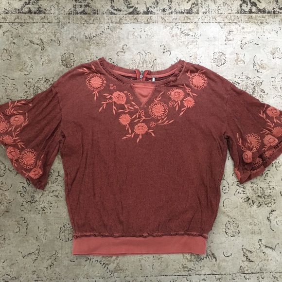 Free People orange embroidered sweater - Picture 2 of 4