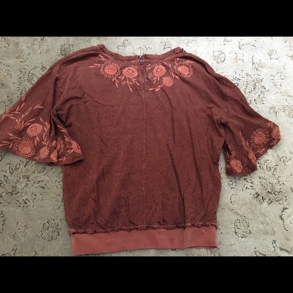 Free People orange embroidered sweater - Picture 3 of 4