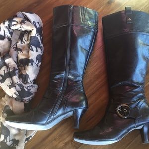 Black Paul Green leather boots