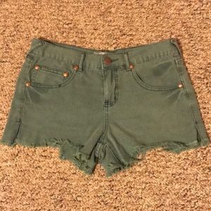 Free People Green Denim Shorts Size 27