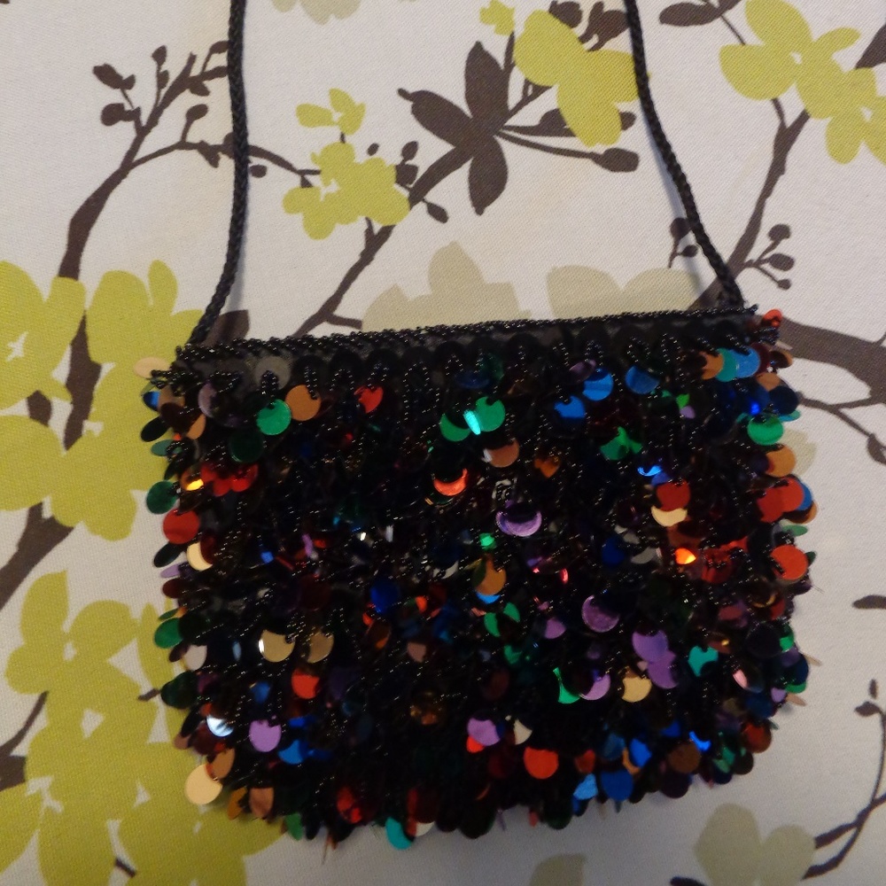 De LiLL Vintage  Sequins Mini Shoulder Purse - Picture 2 of 3