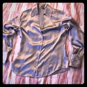 Ann Taylor Silver Silk Blouse