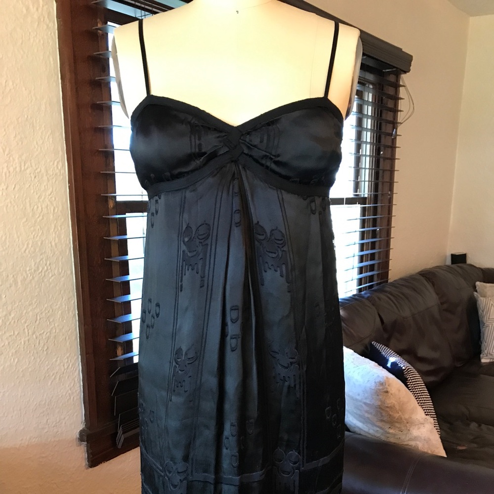 M.S.S.P. Black Silk Burnout Cocktail Dress Sz. M