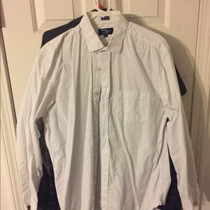 J crew large fitted black polkadot dress shirt