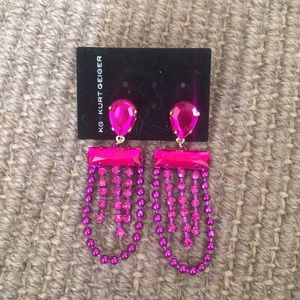 Shocking Pink Rhinestone Earrings from Kurt Geiger