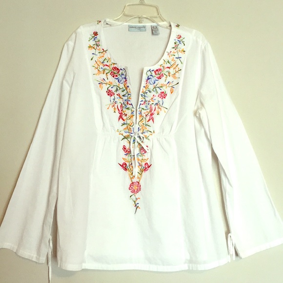 Valerie Stevens Tops - Floral Lightweight Bohemian Embellished Lace  Top