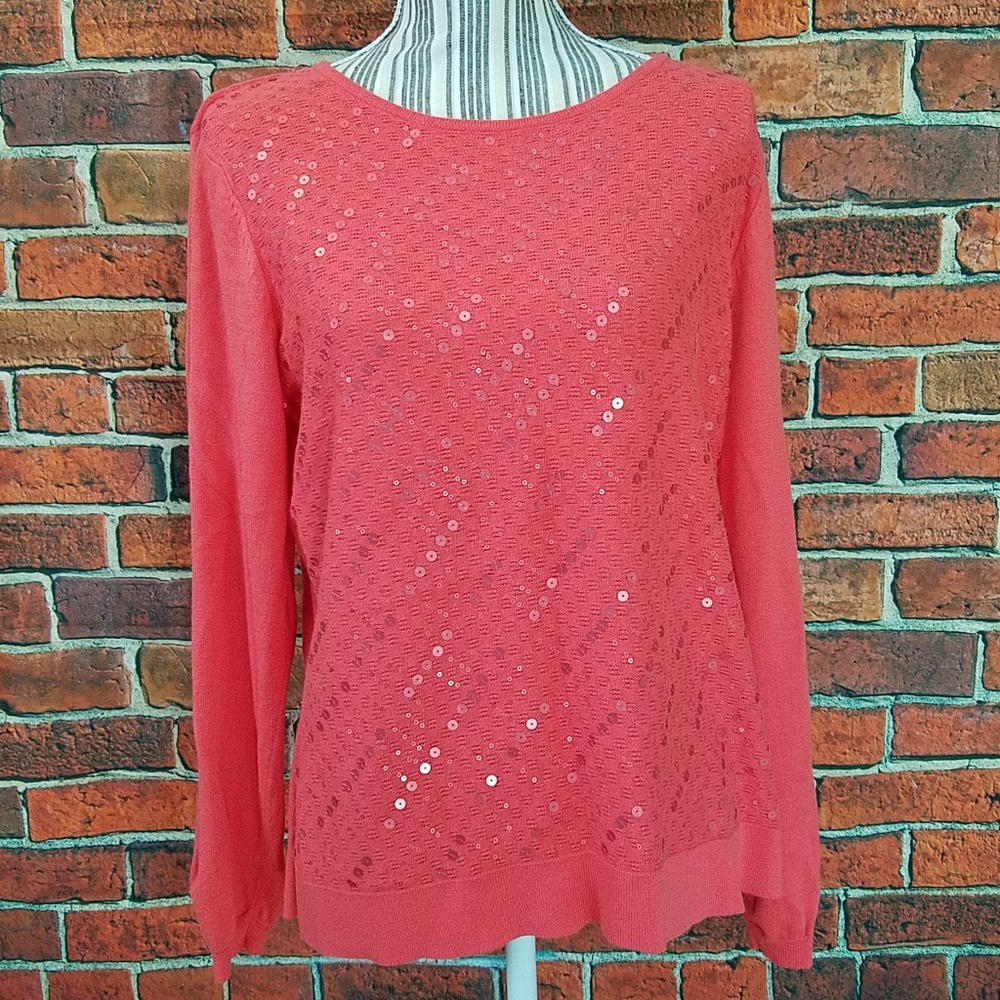 Liz Claiborne Coral sequin sweater