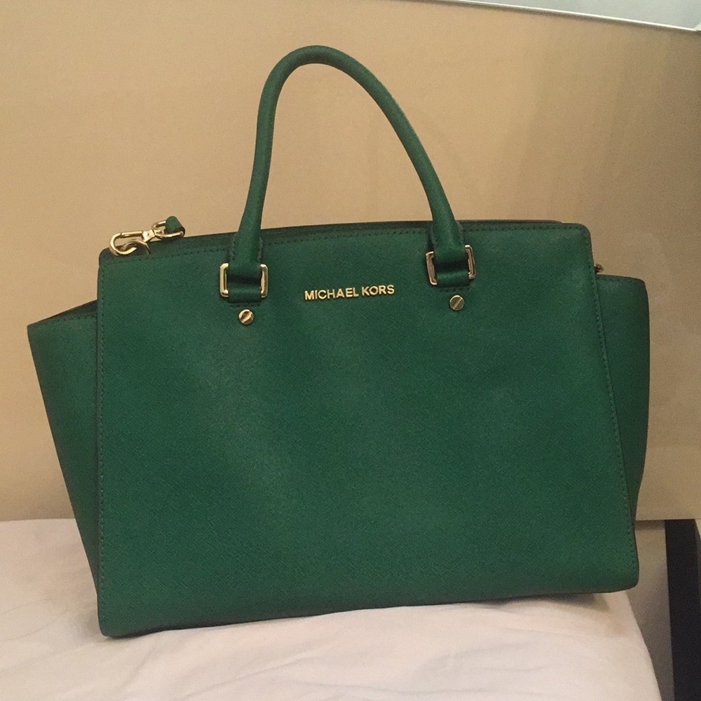 SOLD Michael Kors Large Selma Satchel Handbag Moss - Picture 3 of 8