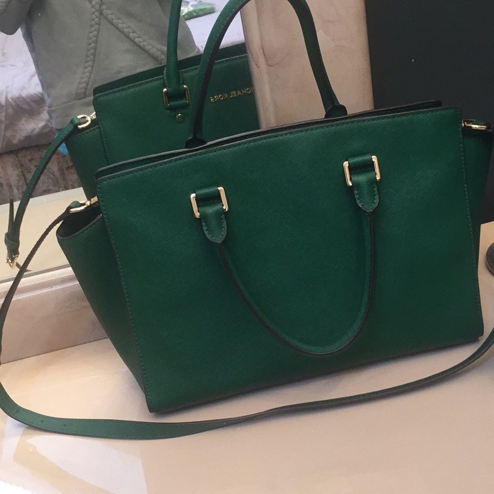 SOLD Michael Kors Large Selma Satchel Handbag Moss - Picture 4 of 8