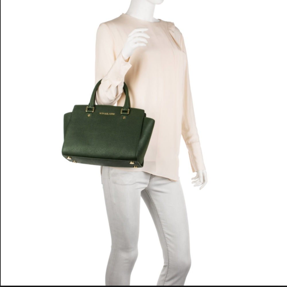 SOLD Michael Kors Large Selma Satchel Handbag Moss - Picture 2 of 8