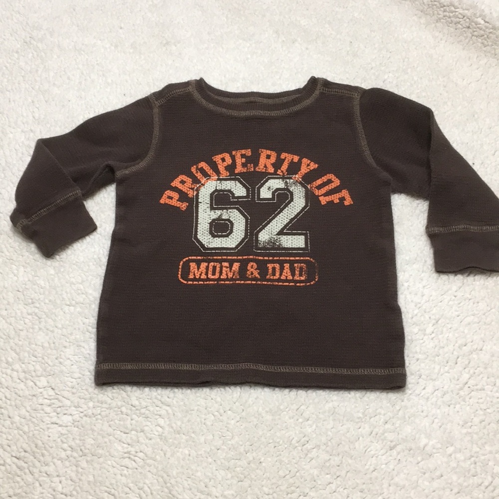 Brown waffle 100% cotton long sleeve shirt