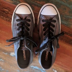 Gun Metal Gray! Leather Converse!  Excellent!