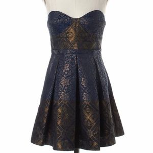 Tibi jacquard strapless mini dress