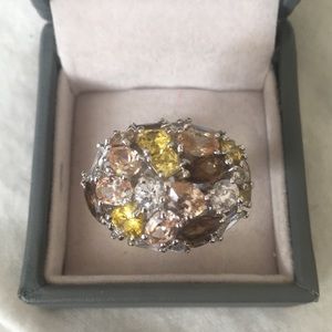 Sterling Silver Canary Yellow CZ cocktail ring