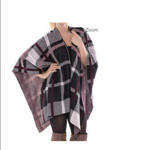 Checkered Ruana Poncho