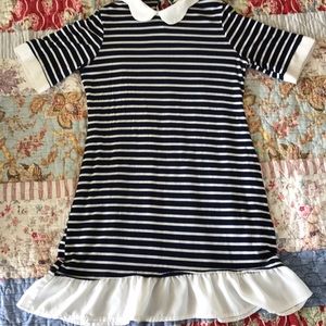 Striped jersey dress with Peter Pan collar