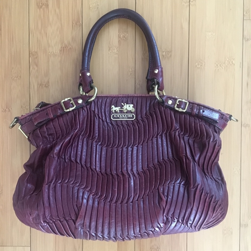 Coach Madison Bordeaux Bag purse Sophia handbag