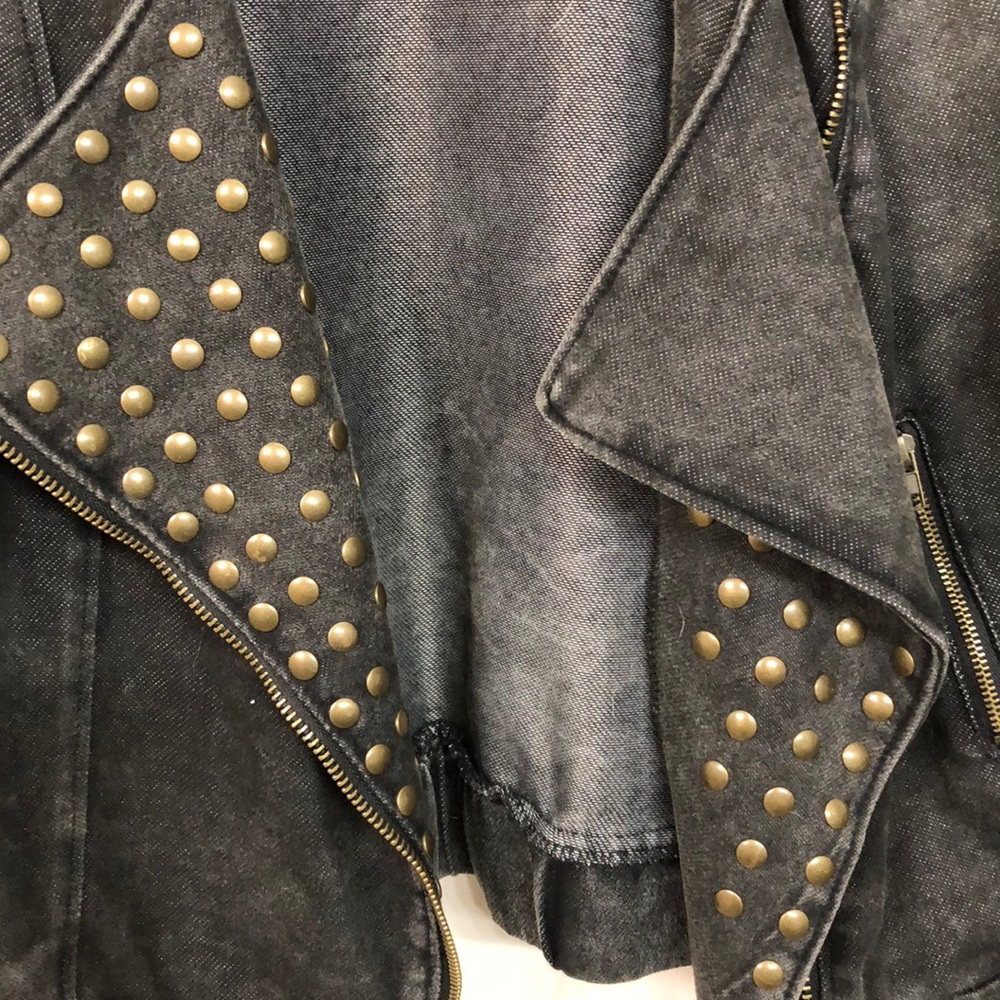 BNWOT-Lush black soft Denim jacket with studs - Picture 2 of 3