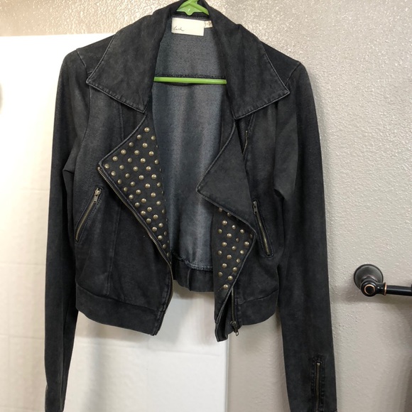 Lush Jackets & Blazers - BNWOT-Lush black soft Denim jacket with studs