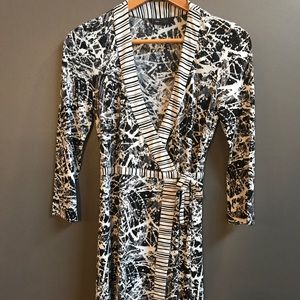 BCBG Black, White, & Gray Wrap Dress