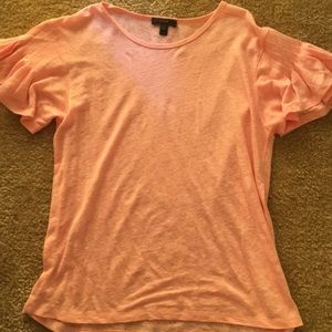 Light Pink Ruffle Sleeve J Crew Top