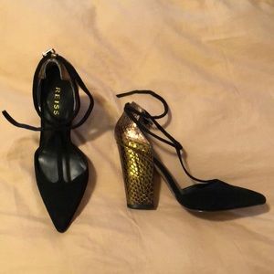 Reiss black & gold heels