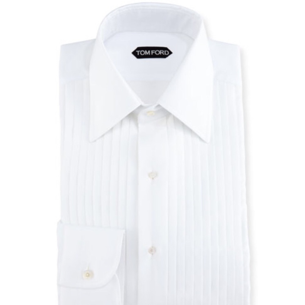 NWT 🔥 Tom Ford Pleated Silk Tuxedo Shirt