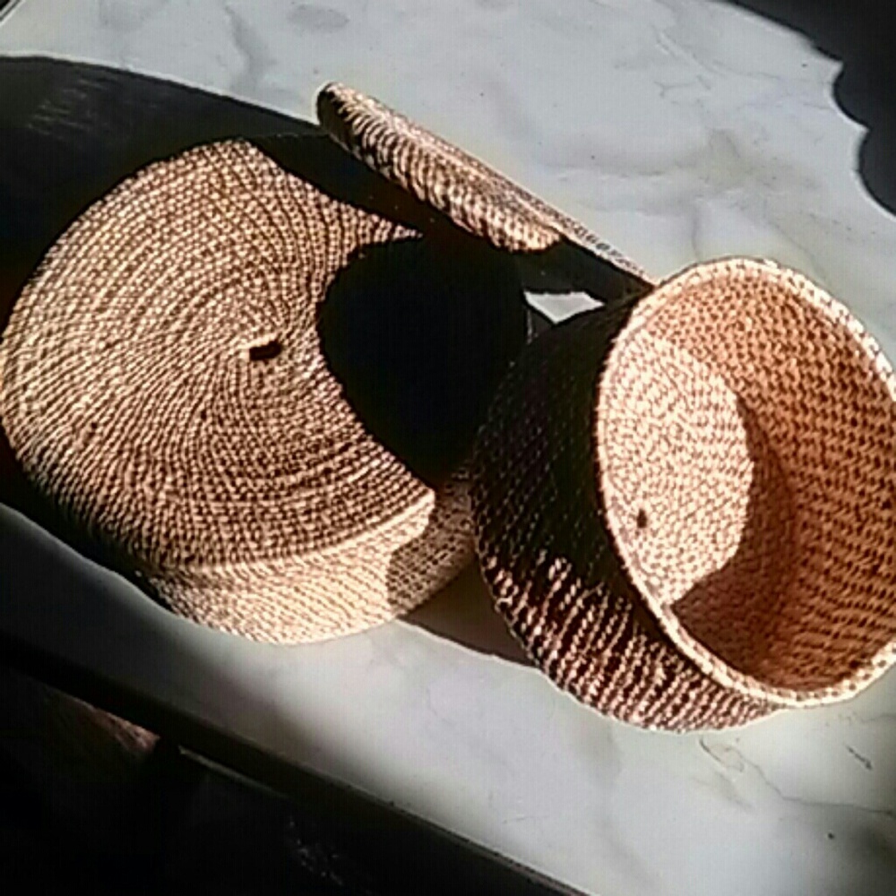 Set of woven baskets.