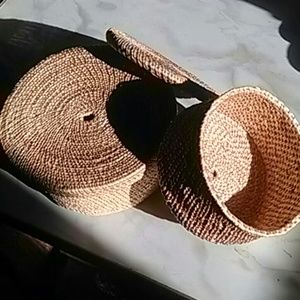 Set of woven baskets.