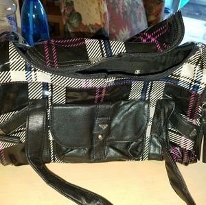Roxy pink tan & black plaid purse