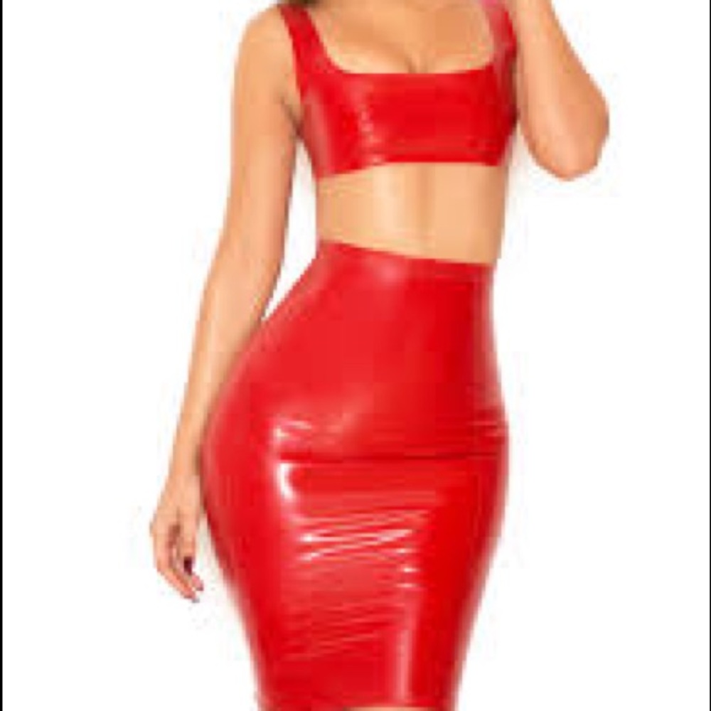 House of CB Latex Skirt Set XS