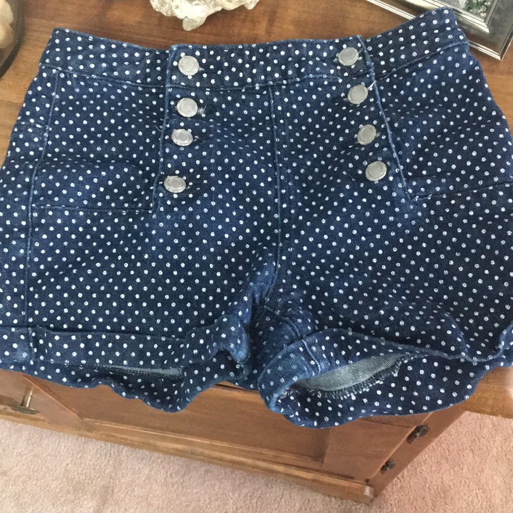 High waisted polka dot shorts