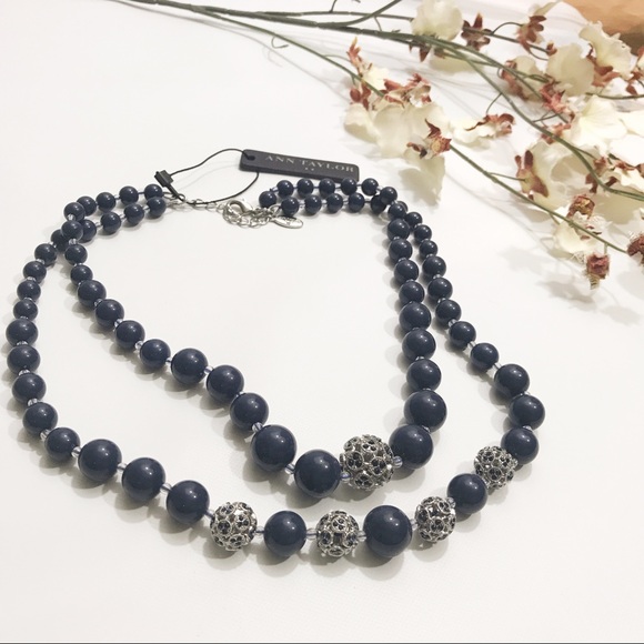 NWT Ann Taylor Blue Beaded Necklace - Picture 1 of 8