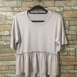 Silver/grey peplum top- size L NWOT