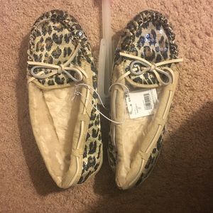 NWT Sequin Leopard Moccasins