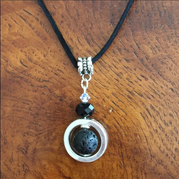Black Lava Stone Diffuser Necklace - Picture 2 of 3