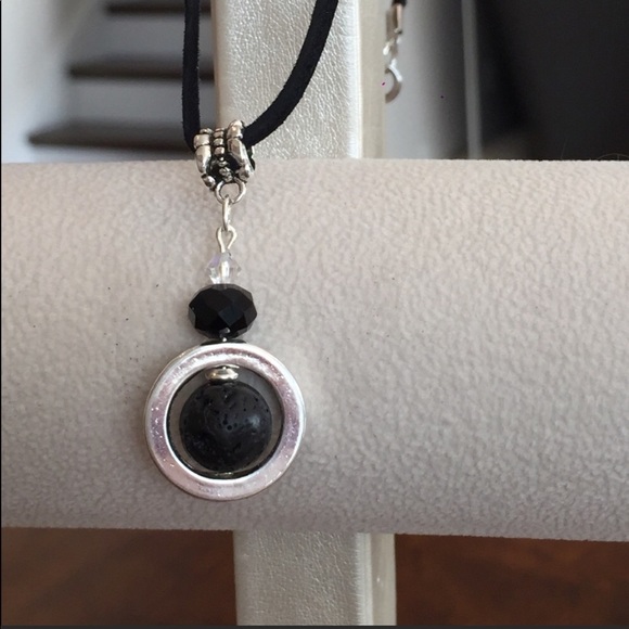 Black Lava Stone Diffuser Necklace - Picture 3 of 3