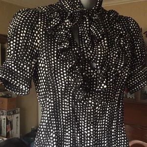 Bebe black and white ruffle blouse