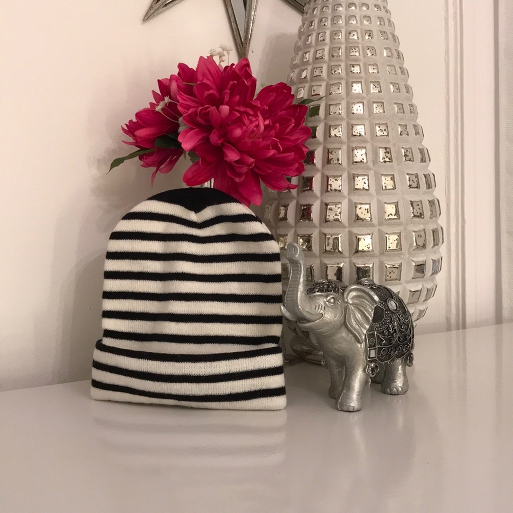 Black and white stripped beanie