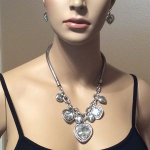 Chunky heart Necklace with earrings