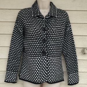 CHIARAMENTE/Italy black/white cardigan sweater