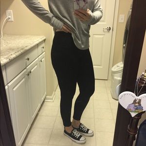 Lysse Black Legging Front & Back Seam Detail Large