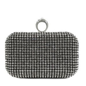 BRAND NEW black clutch with rhinestone detail.