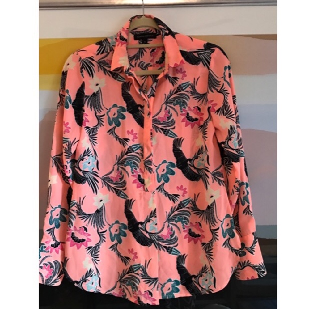 Banana Republic Hot Pink Bird Blouse
