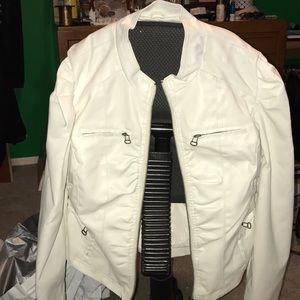 Faux white leather jacket