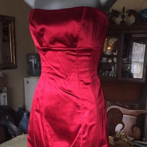 Bebe red pencil strapless dress.