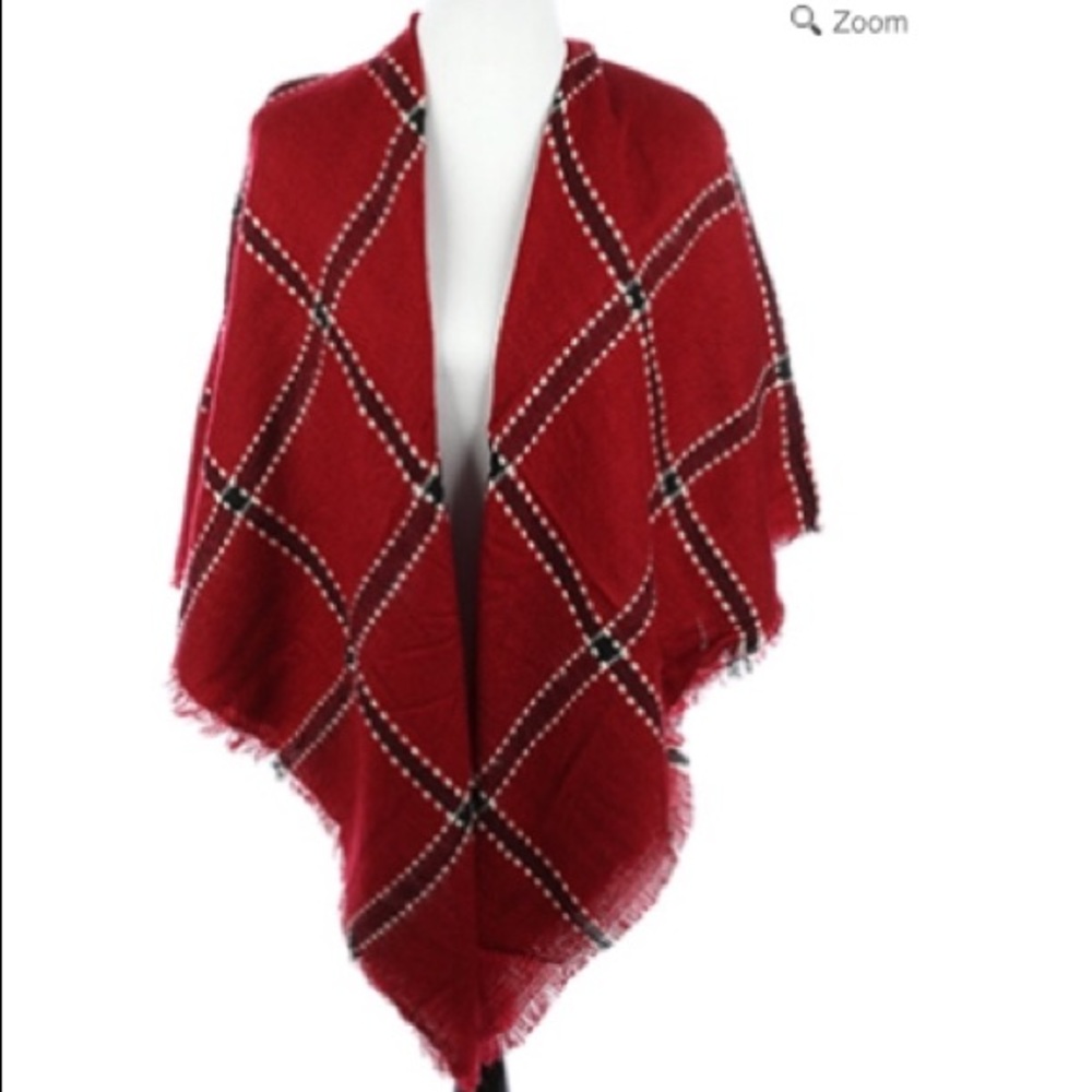 Red Patterned Blanket Scarf