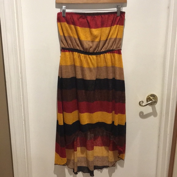 Dresses & Skirts - Stripe High-Low Strapless Dress