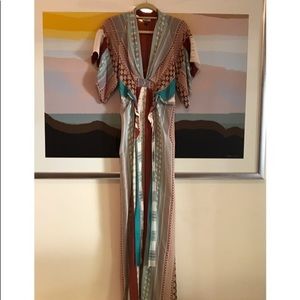 Issa London Deep-V Silk Kimono Maxi Dress